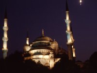 Turkije 1989 light show Blue mosque, Istanbul