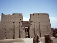 Egypte 1996  The main entrance of Edfu Temple showing the first pylon