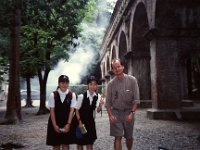 Japan 1996  Frank with schoolgirls