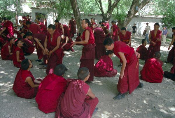 4236.jpg - Tibet, Lhasa, Ganden monastery 
debating monks
