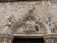 Statue of Our Lady of Sorrow on the portal of the Franciscan church of the Friars Minor in Dubrovnik, Croatia, from 1498