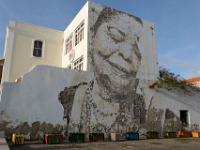 Mural de CesÃ¡ria Ãvora, by the artist Vhils, Mindelo, SÃo Vicente, Cape Verde