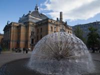 Oslo peacock fountain outside national thatre